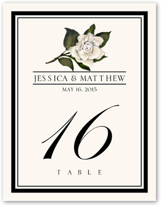 Gardenia Flower Assortment Wedding Table Number